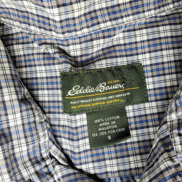 Eddie Bauer Men's Blue Plaid Short Sleeve Button Down Collared Shirt Size Small - Picture 2 of 12
